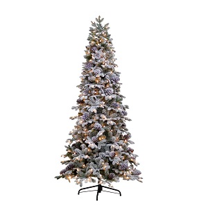 7.5FT Slim Snowy Yukon Pine Pre-Lit Puleo Christmas Tree |